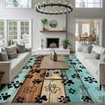 thumbnail image 4 of Area Rug for Living Room, Aqua Brown Non-Slip Indoor Large Carpet for Bedroom/Dining Room, Rustic Farmhouse Dog Paw Vintage Washable Low-Profile Rectangle Floor Runner Rugs - 6 x 9 Ft, 4 of 7