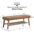 thumbnail image 2 of Entryway Shoe  Storage Benches with Upholstered Button Tufted Seat and Open Slatted Shelf PU Leather Ottoman  for Hallway Living Room Bedroom End of Bed, Brown, 2 of 8