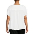 thumbnail image 3 of Terra & Sky Women's Plus Size Pintuck Blouse with Short Sleeves, 3 of 5