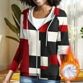 thumbnail image 4 of Zip Up Hoodie Women Lightweight Graphic Plaid Striped Fleece Sweatshirts with Hood Long Sleeve Trendy Drawstring Dressy Casual Loose Jackets Fall Winter Warm Outfits with Pockets, 4 of 7