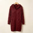 thumbnail image 4 of Otvok Women Hooded Cable Knit Long Cardigan, Open Front Long Sleeve Maxi Length Loose Sweater Coat with Side Pockets, 4 of 7