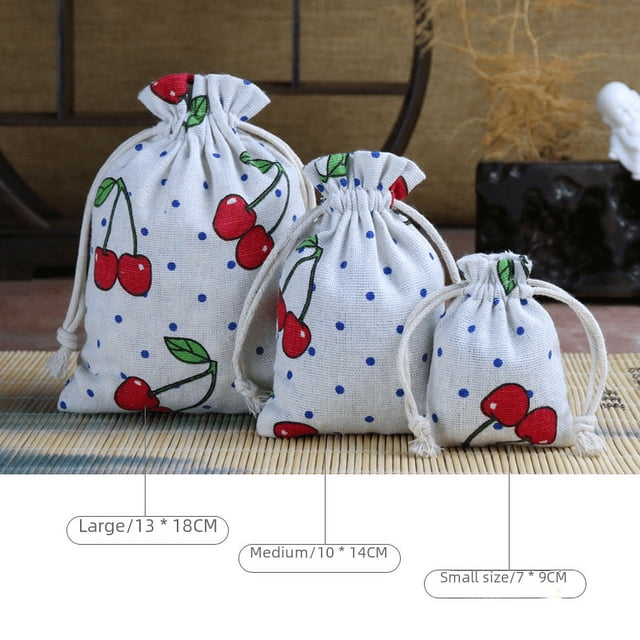 Bolsa de algodón y lino con cordón estampada, bolsita vacía, bolsa de regalo para joyas, bolsa de algodón estampada, bolsa de algodón
