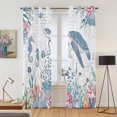 thumbnail image 2 of Blue Sea Turtle Kitchen Curtains Window Panels, Coastal Summer Beach Coral Seahorse Insulated Window Treatment Curtain, Grommet Curtains for Bedroom/Living Room/Bathroom, 2 Piece 42"Wx84"L, 2 of 8