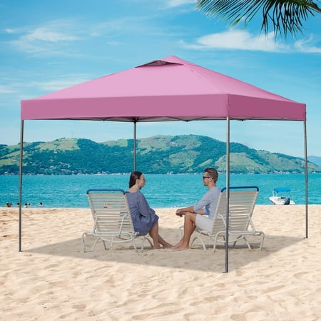 Ainfox 10 x 10 ft Pop up Canopy Tent, Instant Outdoor Canopies, Shade Tents with Carrying Bag,Pink