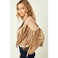 thumbnail image 2 of Saints & Hearts Womens Faux Suede Festival Fringe Cropped Jacket (M, Tan), 2 of 2