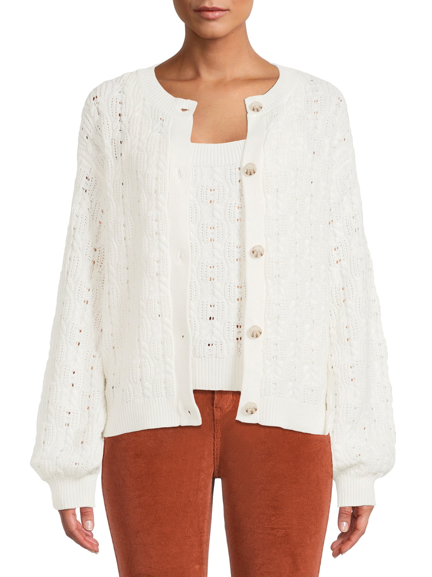 Time and Tru Women's Tank Top and Cardigan Set, 2Piece