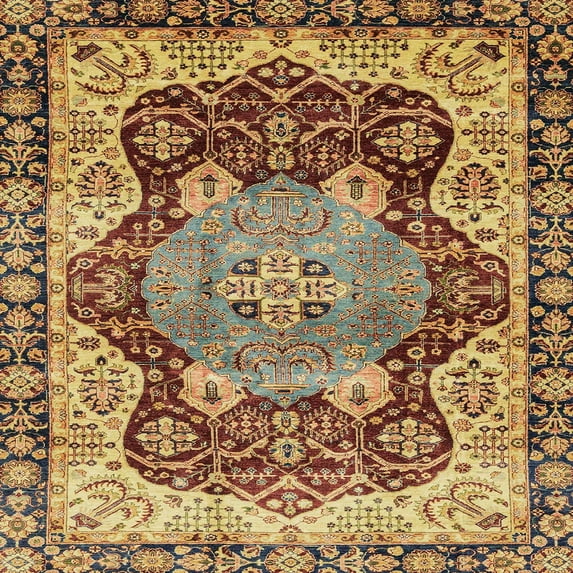 Ahgly Company Indoor Square Abstract Red Brown Persian Area Rugs, 3' Square