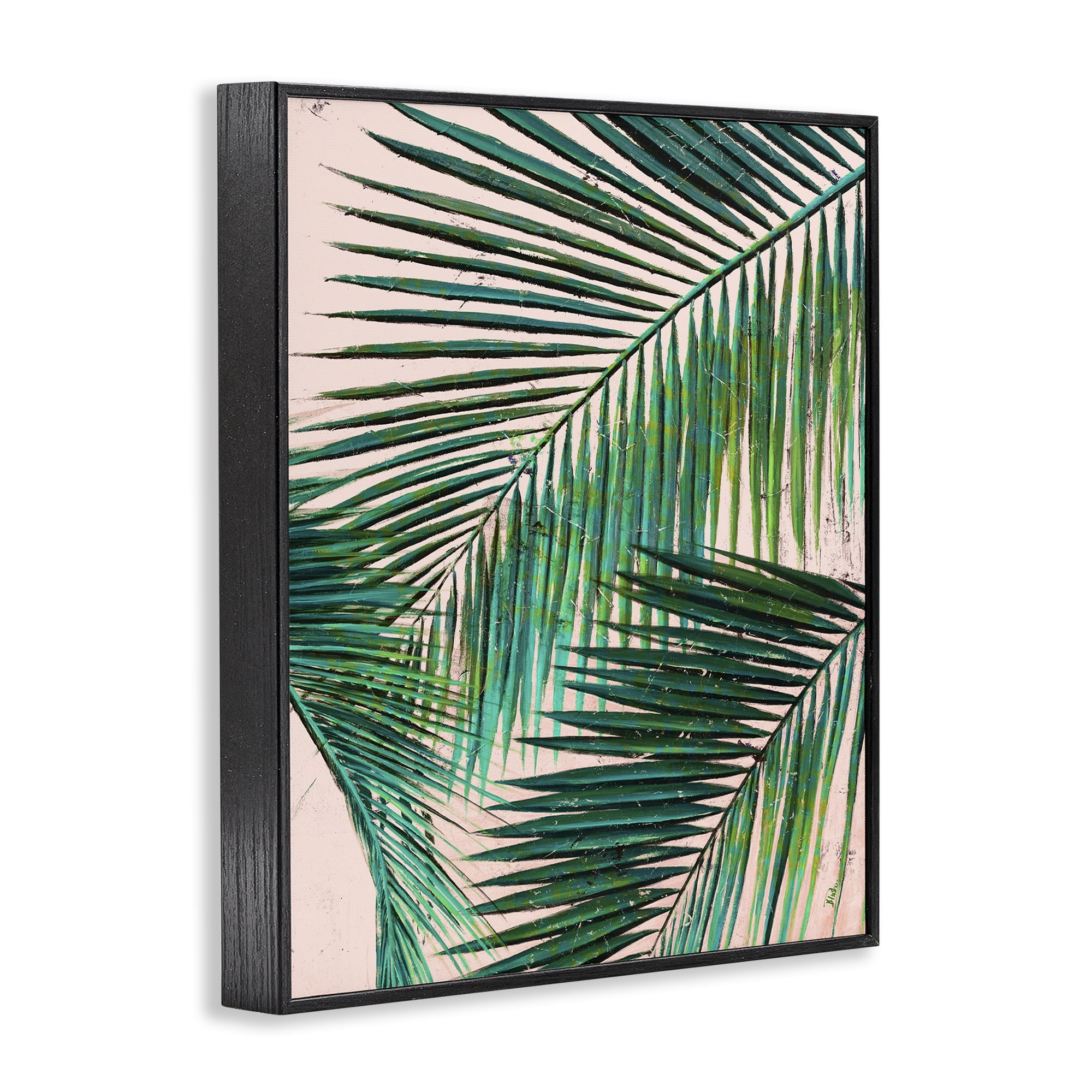 Stupell Industries Flowing Palm Fronds Botanical & Floral Painting Black Framed Art Print Wall Art, 24 x 30