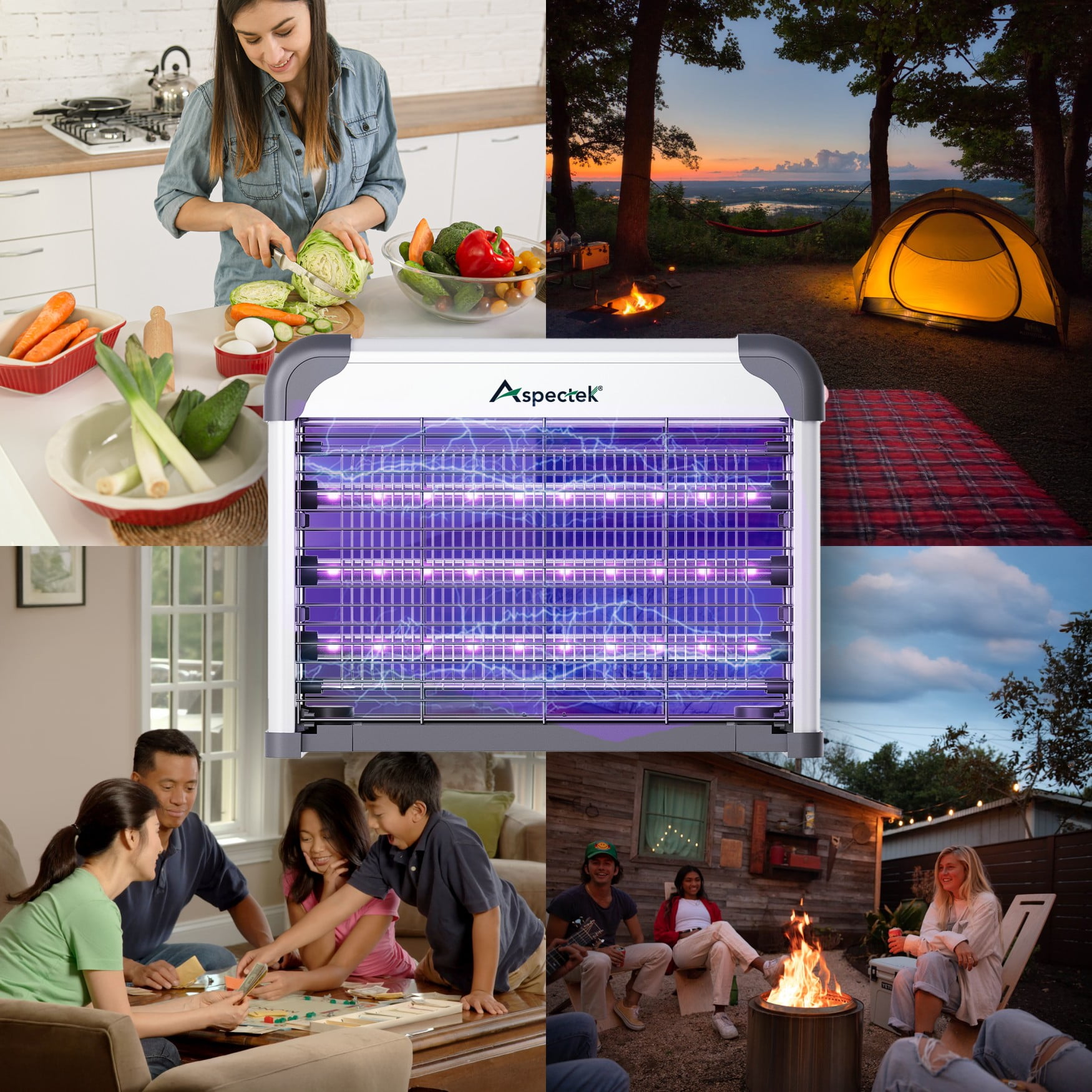 Aspectek 15W LED Bug Zapper - Powerful High-Voltage Insect Killer Mosquito Zapper Indoor, Long Lifespan 3 LED Lamps, Energy-Efficient & Durable Fly Trap