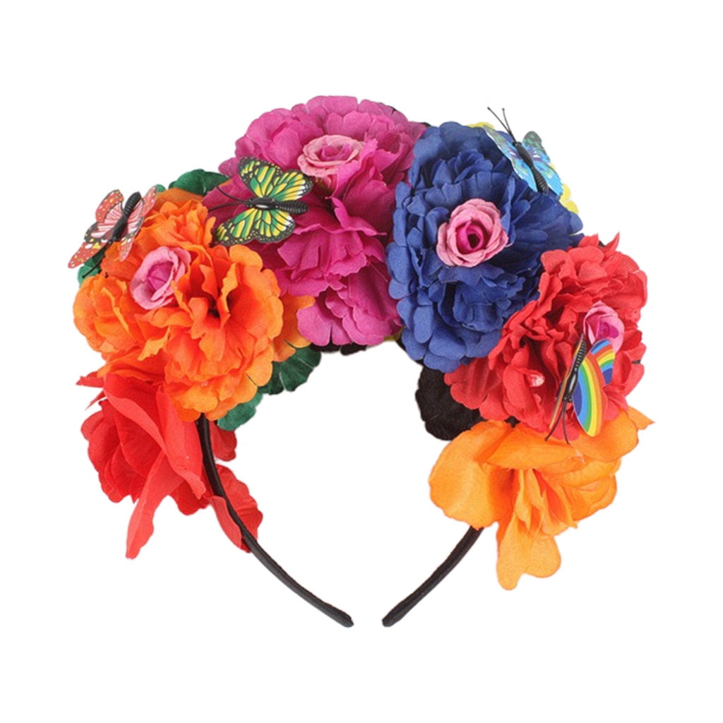 Women June Bloomy Day of The Dead Headpiece Frida Costume Mexican ...