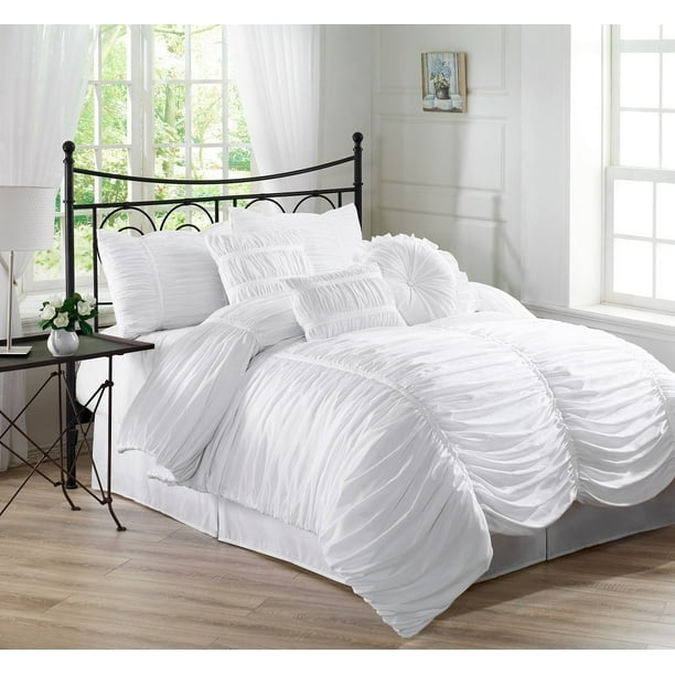 Chezmoi Collection Chic Ruched Ruffle Comforter Set
