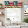 thumbnail image 2 of Vintage American Flag Valance Curtain Sunflower Retro Red White Stripes Window Valances Rod Pocket Short Curtains Window Treatments for Kitchen Bedroom Bathroom Laundry 42" x 12", 2 of 9