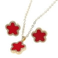 thumbnail image 3 of Collar de Flores Yinane con Pendientes Conjunto de Joyería para Mujer Rojo, 3 of 8