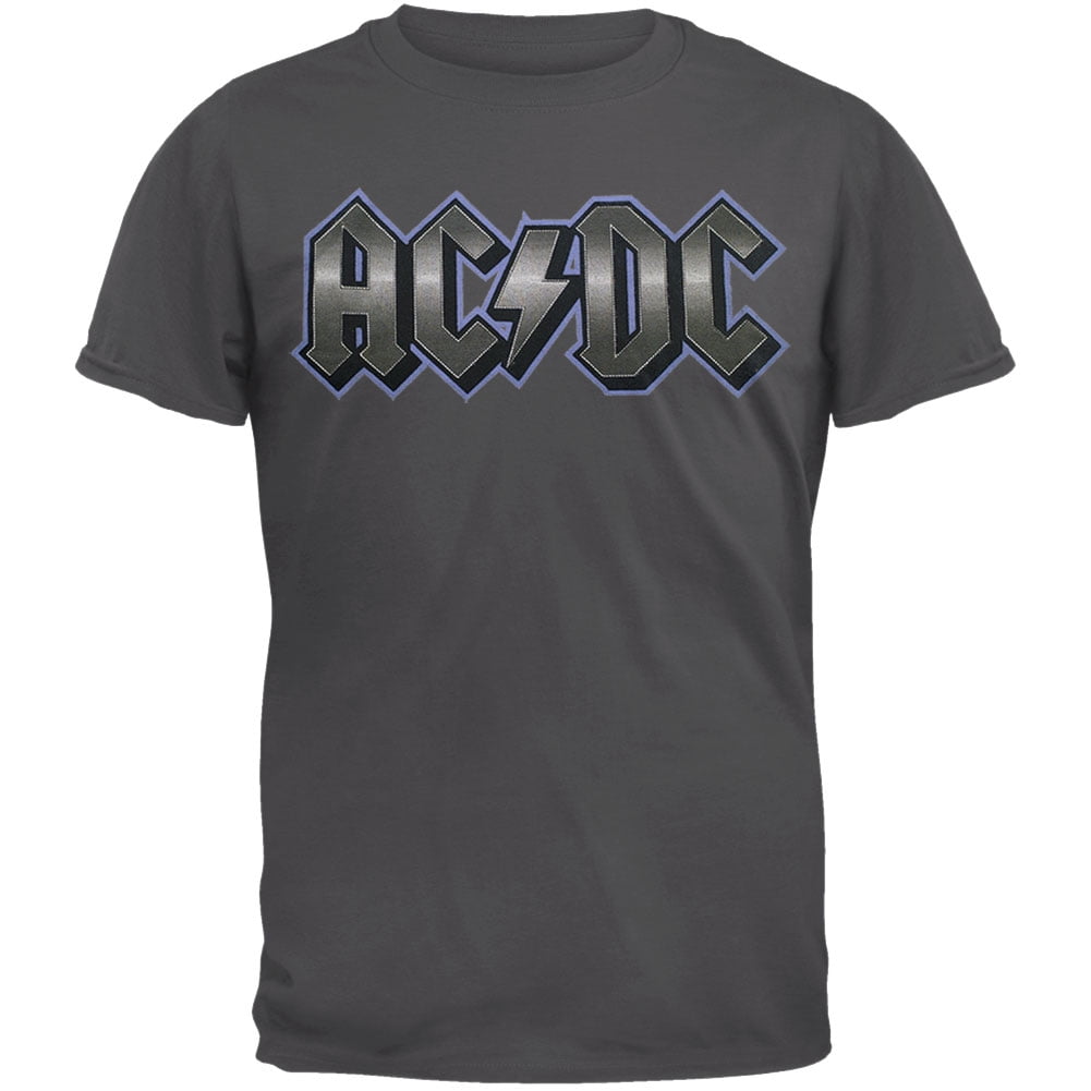 AC/DC Logo Lightning Angus Young Flash Official Hard Rock Grey Mens T-shirt