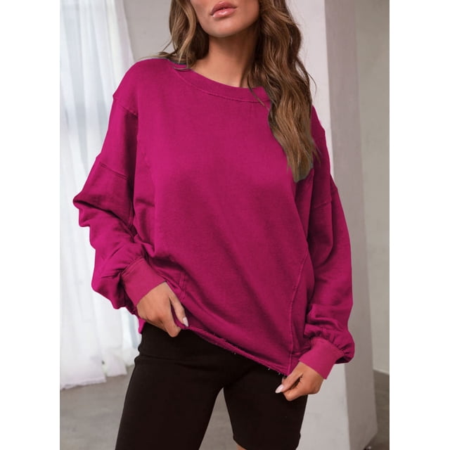 Chandail à Capuche Mode pour Femmes Automne 2023 Mode Décontractée Manches Longues Col Rond Chandail en Molleton Coupe Ample Chandail Tops 50 % de Réduction Liquidation Costumes Halloween/noël