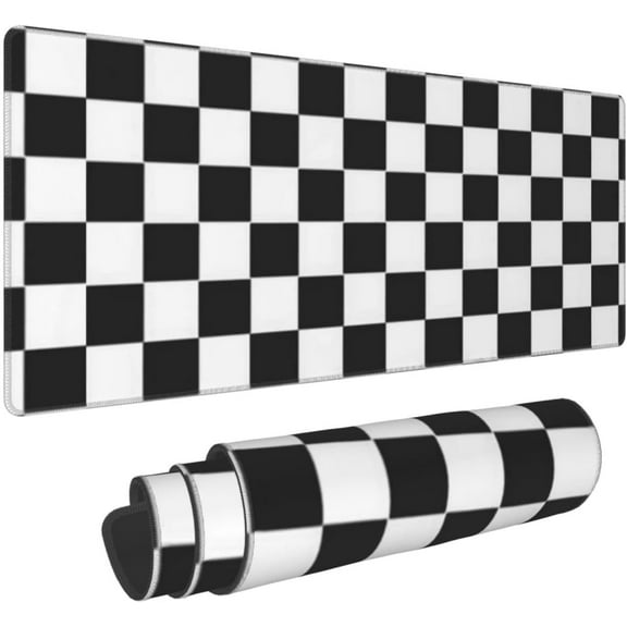 Black White Racing Checker Extended Mouse Pad 31.5x11.8 Inch Large Gaming Mouse Mat Desk Pad with Smooth Surface
