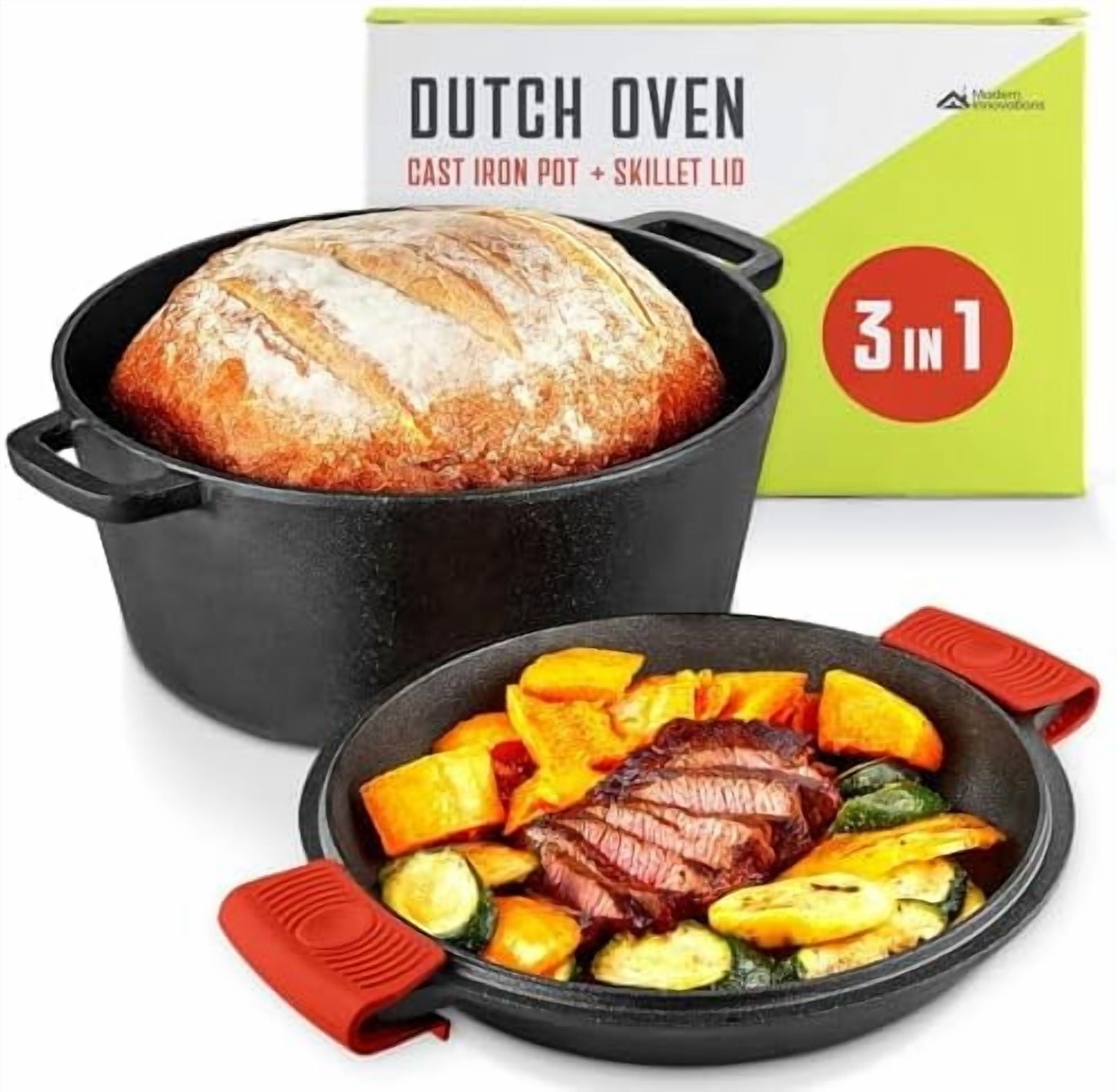 Prospector's Iron Cookware Camping Dutch Oven Set 8 Pieces Wood