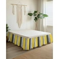 thumbnail image 2 of Coastal Style Bed Skirt Queen Size 18" Drop Vintage Gray Yellow Stripes Wood Texture Ruffled Wrap Around Bed Skirts Adjustable Elastic Bedskirt Dust Ruffle for Queen Size Bed, 2 of 7