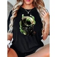 thumbnail image 1 of Creative Skull-Patterned Anti-Virus Mask, Women'S Stylish Round-Neck Short-Sleeve T-Shirt, Simple And Casual Sports Tee, Comfortable Summer Top for Holidays., 1 of 6