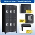 thumbnail image 4 of 72" Tall 6-Door Metal Lockers with 18 Hooks & 6 Shelves – Heavy-Duty Black Steel Storage Cabinet for Office, Gym, School, Home, Garage, Black, 4 of 7