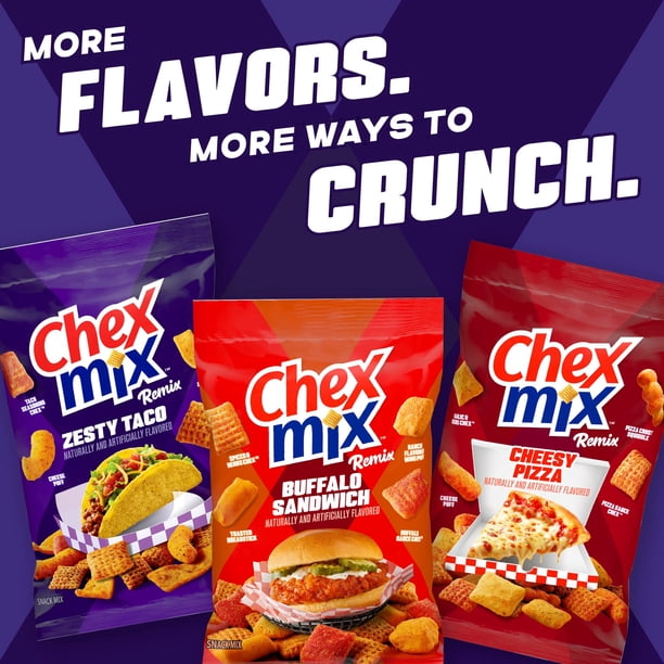 Chex Mix Remix Zesty Taco Savory Snack Mix, Snack Bag, Family Size