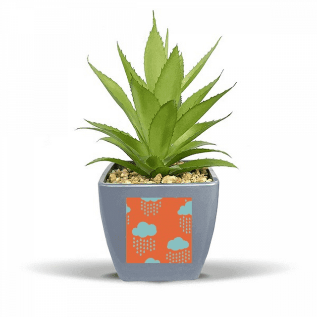 Pot de Fleurs Ananas Faux Motif Nuage Pluie Goutte à Goutte Orange Mini Décor