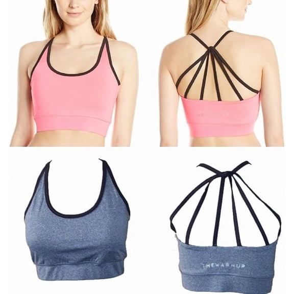 The Warm Up 2 Pack Teen Junior's Strappy High Impact Padded Sports Bra with Contrast Criss-Cross Piping