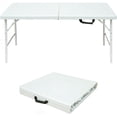 thumbnail image 1 of YUSAZENS Table Pliante Robuste de 4 Pi, Portable en Plastique Réglable Étanche avec Poignée Capacité de 300 Lb Blanc, 1 of 6