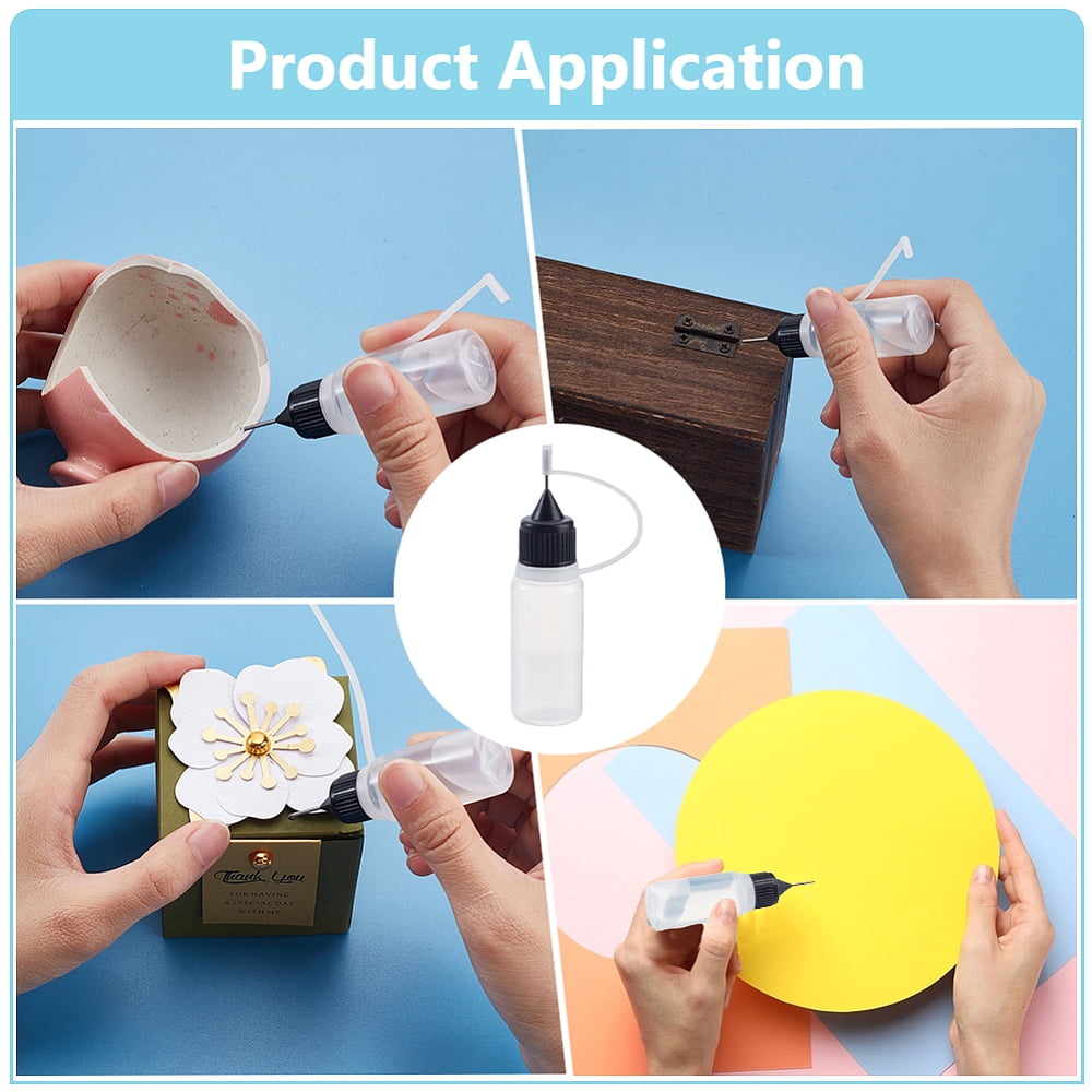 PE Plastic PE Tip Applicator Bottles Empty Refillable Squeeze Bottles for Tattoo Liquid Clear 2.05x7.7cm Capacity: 10ml(0.34fl. oz) DIY
