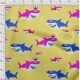 thumbnail image 4 of oneOone Polyester Spandex Yellow Fabric Shark Print Kids Sewing Material Print Fabric By The Yard 56 Inch Wide, 4 of 6