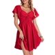 thumbnail image 3 of Vestido Florboom de verano con cuello cuadrado en gasa rojo para mujer, 3 of 6
