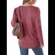 thumbnail image 4 of Blusa Tipo Túnica Plisada de Larga Abullonada para Mujer, Cuello Redondo, Estilo Elegante, Informal, Holgada, para Verano Rojo Ladrillo XXL, 4 of 5