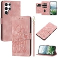 thumbnail image 1 of For Samsung Galaxy S22 Ultra 5G Case Tulip Leather Phone Cover with 5 Card Slots Wallet - Pink, 1 of 5