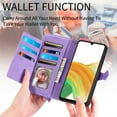 thumbnail image 7 of SaniMore Case for Samsung Galaxy A53 5G 6.5" 2022, PU Leather Zipper Wallet Detachable Lanyard Retro Embossed Flower Crad Slots Flip Kickstand Full Body Protective Drop-proof Case, Purple, 7 of 7