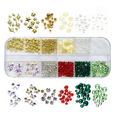

OOKWE Shine Nail Rhinestones Crystals Pearl Nail Jewelry Alloy Nail Studs Nail Decor