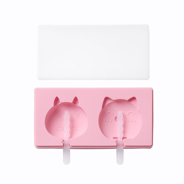 Molde de helado de silicona con forma de dibujos animados DIY con tapa, divertido fabricante de paletas for niños