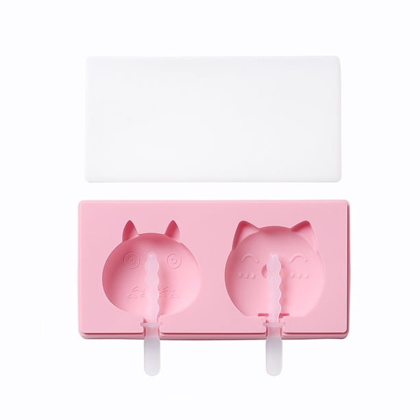 Molde de helado de silicona con forma de dibujos animados DIY con tapa, divertido fabricante de paletas for niños