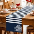 thumbnail image 5 of Navy Blue Table Runner 70 Inches, Nautical Coastal Sea Abstract Art Bed Runner Dresser Scarves Tabletop for Indoor Outdoor Parties/Ceremony/Banquet, 13" x 70", 5 of 8