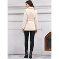 thumbnail image 3 of DARING DIVA Women's Lapel Collar One Button Overcoat with Belt XL Beige, 3 of 7