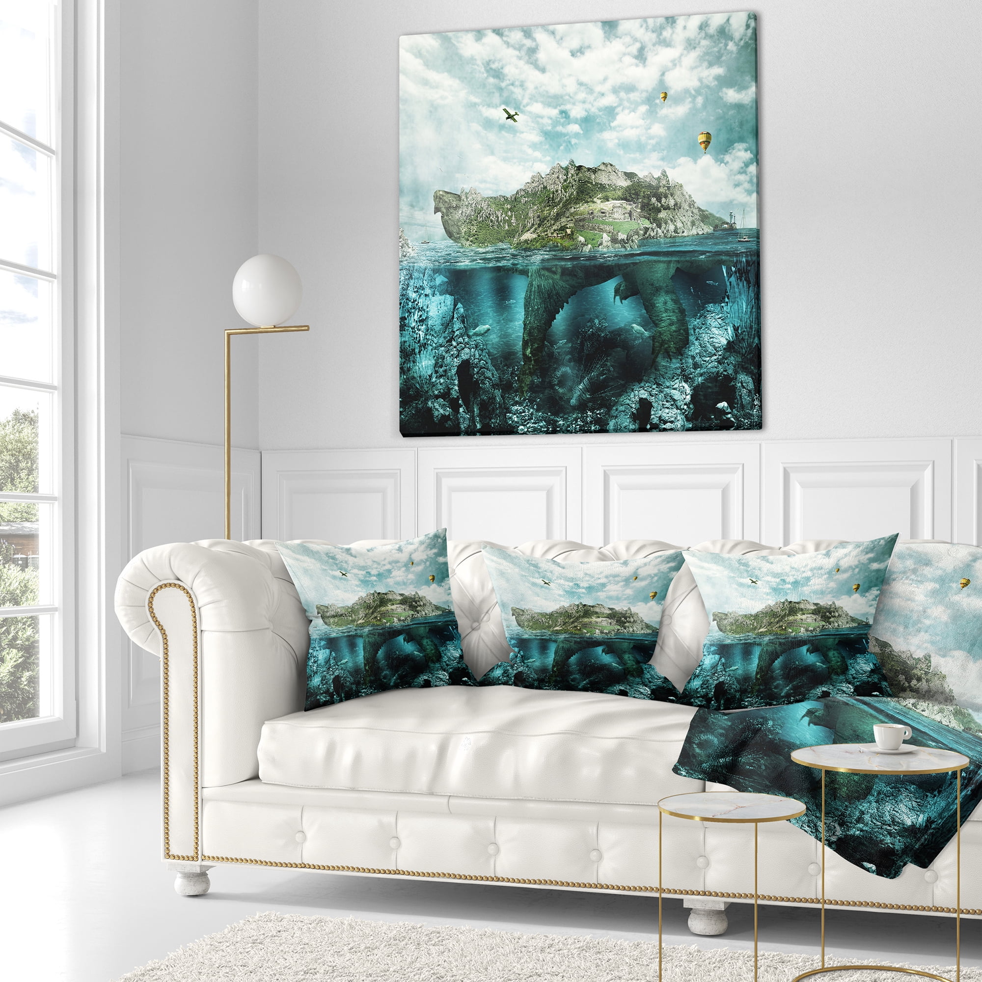 Designart Island Like Large Fantasy Turtle - Animal Throw Pillow - 18x18
