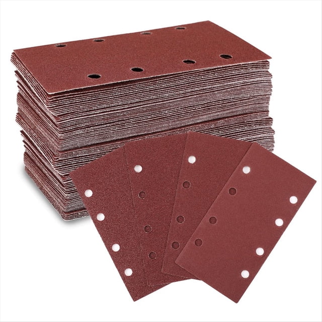 Juego de Hojas de Lijado, 100 Piezas, Papel de Lija Adhesivo de Nailon, Grano 40/60/80/120, 8 Agujeros, Accesorios para Lijadora Múltiple, Lijadora Orbital