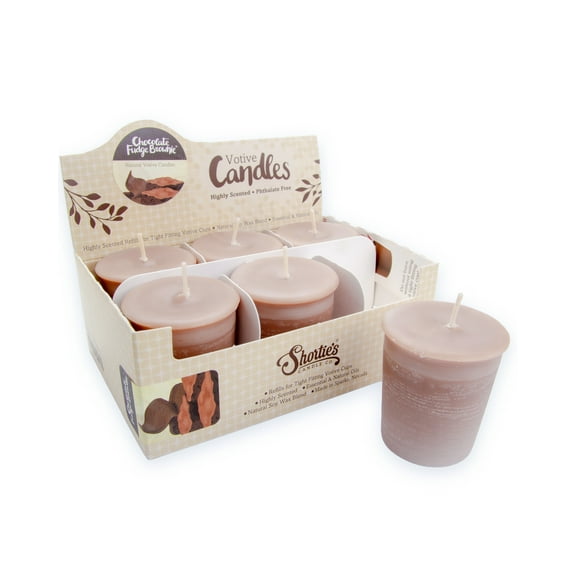 Chocolate Fudge Brownie Soy Votive Candles - Scented with Natural Fragrance Oils - 6 Brown Natural Votive Candle Refills - Bakery & Food Collection