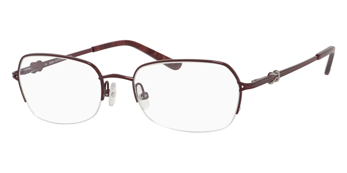 Saks Fifth Avenue SemiRimless Rectangular Opal Burgundy Eyeglasses