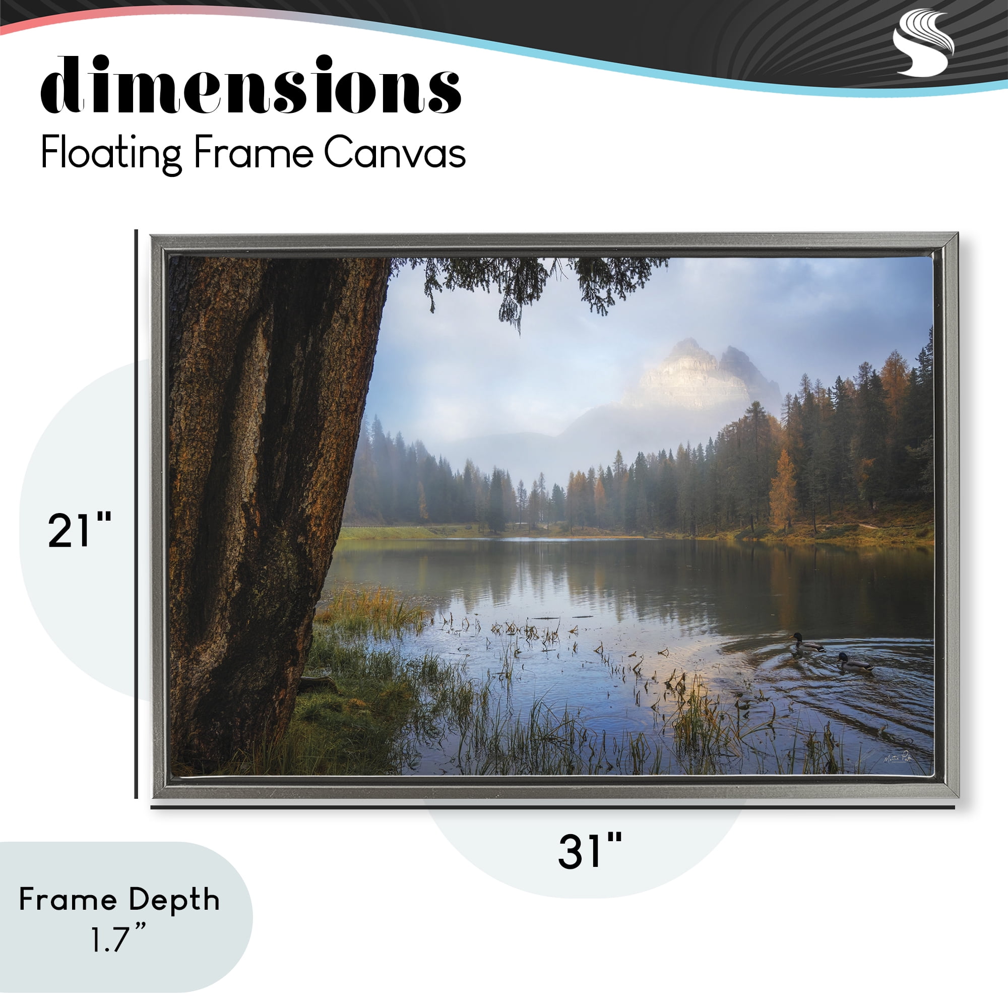 Stupell Industries Autumn Forest Reflections Gray Framed Floater Canvas Wall Art, design by Martin Podt