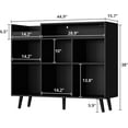 thumbnail image 2 of Cozy Castle Record Player Stand, Turntable Shelf with Vinyl Storage up to 500 Albums, Vinyl Record Player Shelf with Power Outlet Sideboard Buffet Cabinet with Storage Accent Cabinet, Black, 2 of 9