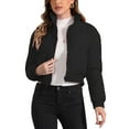 thumbnail image 1 of Chaqueta bomber de invierno para mujer INSPIRE CHIC, abrigo holgado acolchado, cortada, color negro, 1 of 6