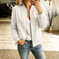 thumbnail image 6 of Chiccall Womens Plaid Bomber Jacket Fashion Zip‑Up Long Sleeve Loose Casual Coat Lightweight Outerwear White 2XL, 6 of 8