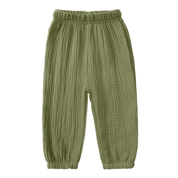 SERTGUTR Girls' Crinkle Jogger Pants Elastic Waist Pull-On Relaxed Baggy Fit Cuffed Ankle Textured Soft Lightweight Casual School Outdoor Summer Everyday Wear