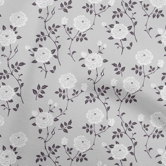 oneOone Polyester Spandex Gray Fabric Floral Sewing Fabric By The Yard Printed Diy Clothing Sewing Supplies 56 Inch Wide