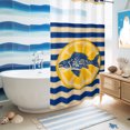 thumbnail image 4 of No Hook Shower Curtain, Coastal Nautical Shower Curtains for Bathroom with See Through Top Window, Summer Ocean Lemon Flower Fish Blue Stripe Waterproof & Washable Bath Curtain Stand Up Stall 36"x72", 4 of 7